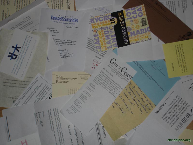 Collage of rejection slips